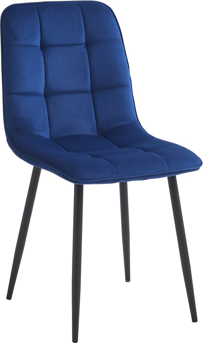 Colenis Bloqs Eetkamerstoel – Blauw – Velvet – Set van 2