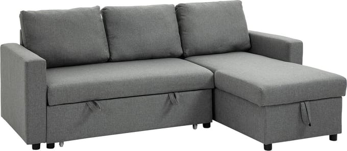 HOMCOM Sofabedset Polyester met linnenlook, schuim 211,5B x 146D x 85H cm Lichtgrijs