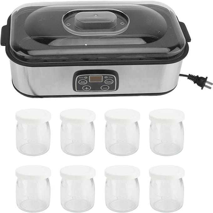 1,4L Elektrische Yoghurtmaker Instelbare Temperatuur Tijd Yoghurtmaker Machine met 8 stuks Yoghurtbekers US Plug