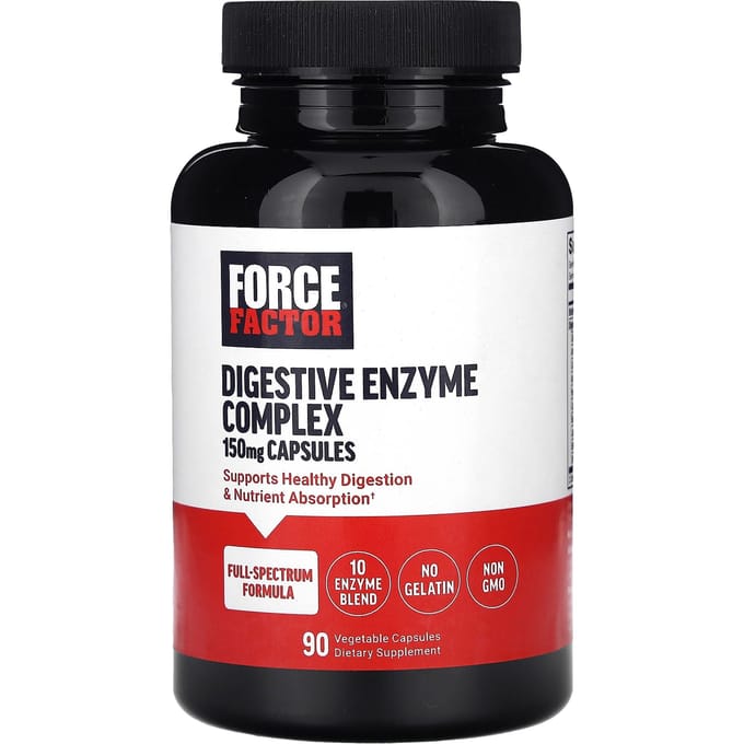 Force Factor, Complexe d'Enzymes Digestives, 150 mg, 90 Capsules Végétales