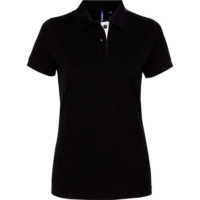 Asquith & Fox Dames/Dames Korte Mouwen Contrast Poloshirt (Zwart/Wit)