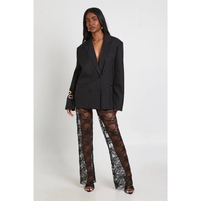 boohoo Dames Kantenbroek met rechte pijpen | Black | Maat: 16