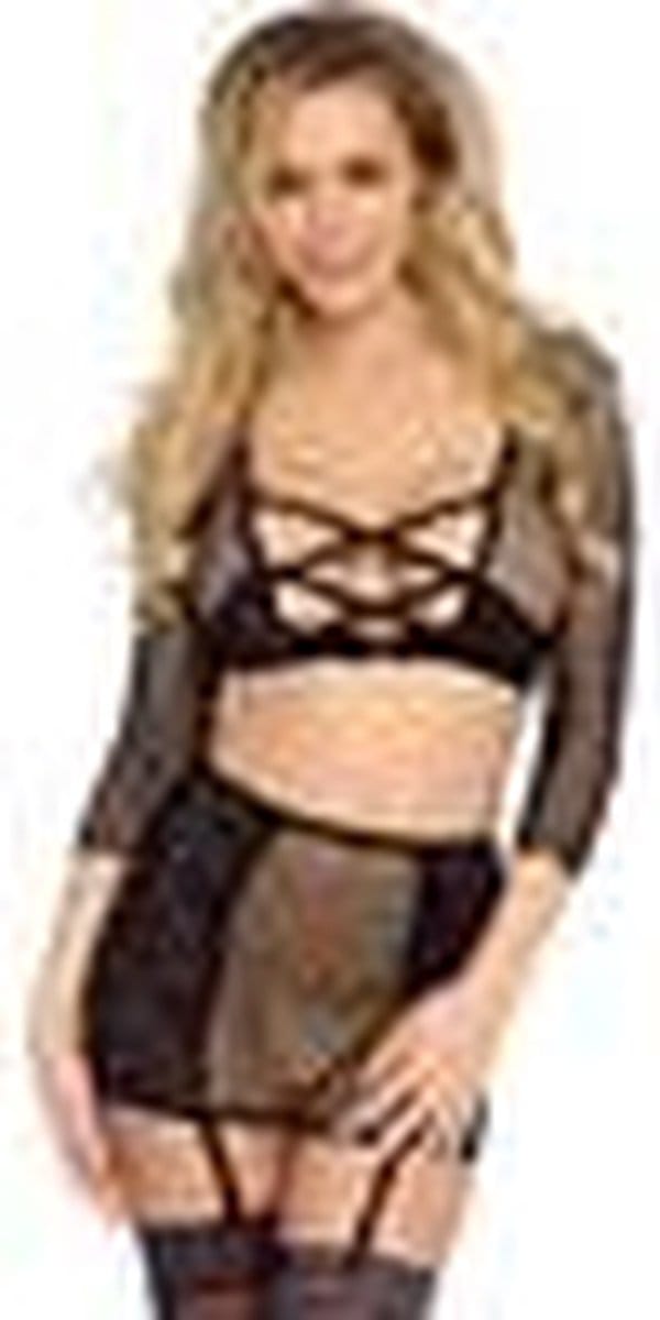 Crop top string & garter skirt