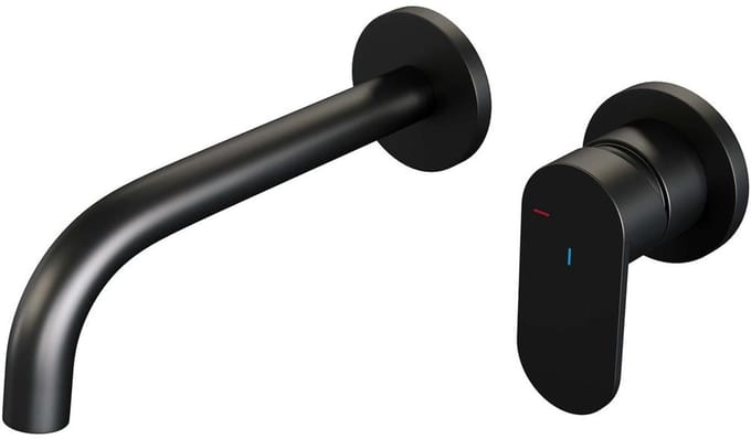 Brauer Black Edition Inbouw Wastafelmengkraan met Gebogen Uitloop en Rozetten Model C1 Mat Zwart