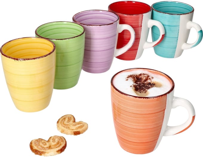 MamboCat Set van 6 UNI Bunt koffiemokken