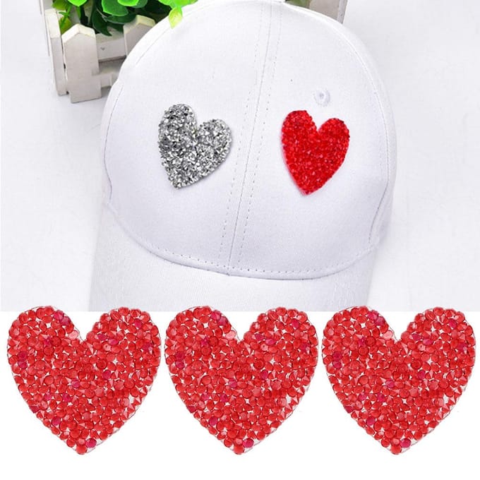 10 stuks hartvormige strass-steentjes applicaties 4 cm Hot Fix strass-steentjes kledingaccessoires schoenen red