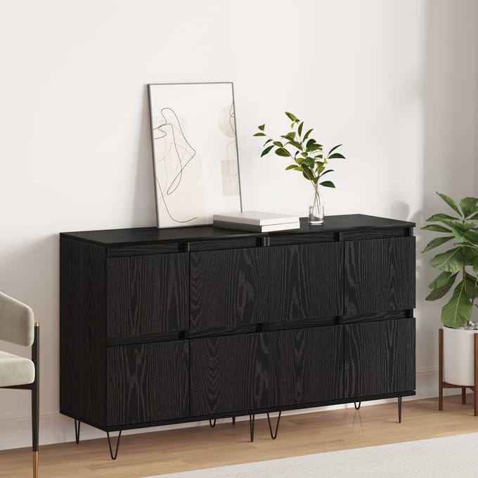 vidaXL - Dressoirs - 2 - st - Zwart - eiken