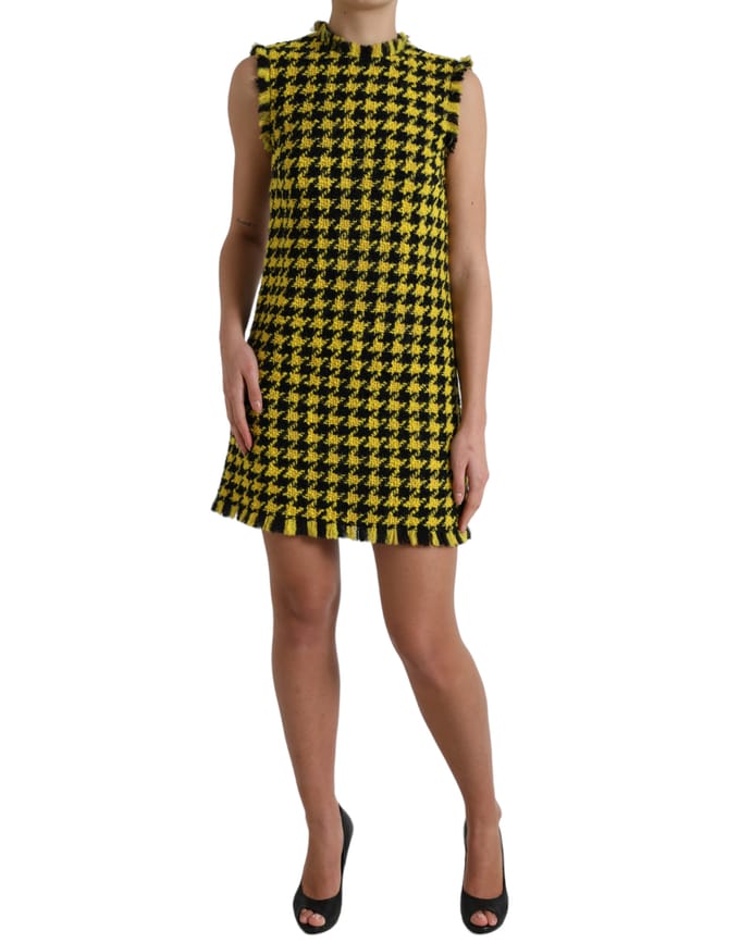 Hondstooth Mini Jurk Mouwloze Shift Jurk