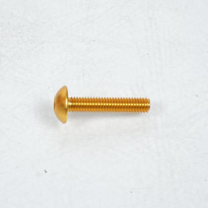 Vis Dôme large BTR M6 pas 100 30mm anodisé Or 3AS Racing pour moto Neuf