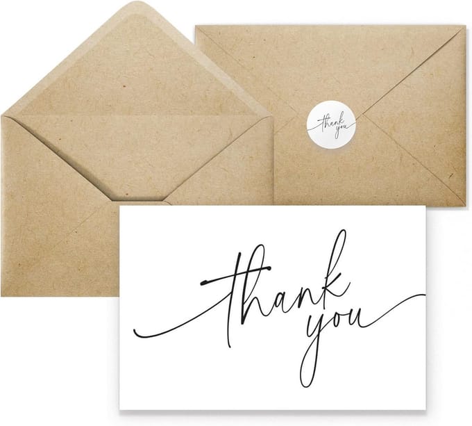 20 Luxe Bedankkaarten Set met Enveloppen en Stickers - Groot Formaat