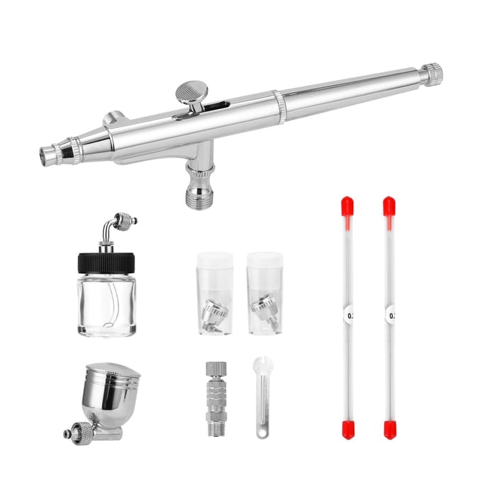 Professionele Airbrush Set voor Modelbouw Kunst Schilderen met G1/8 Adapter Sleutel 2 Vloeistofbekers veelkleurig