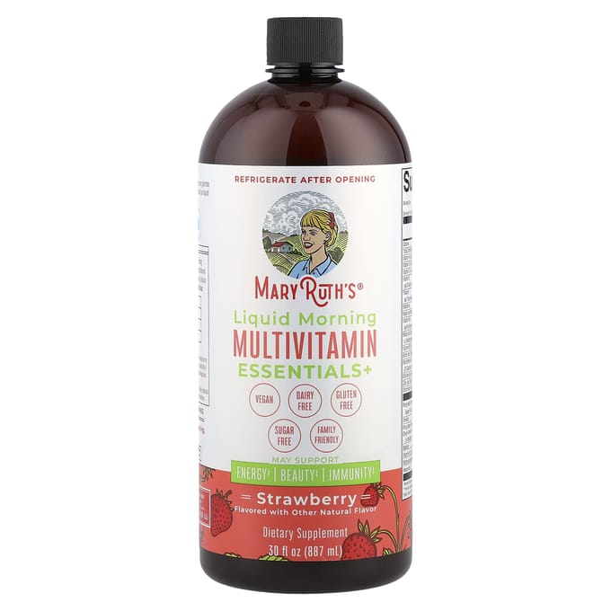 MaryRuth's, Vloeibare Ochtend Multivitamine Essentials+, Aardbei, 30 fl oz (887 ml)