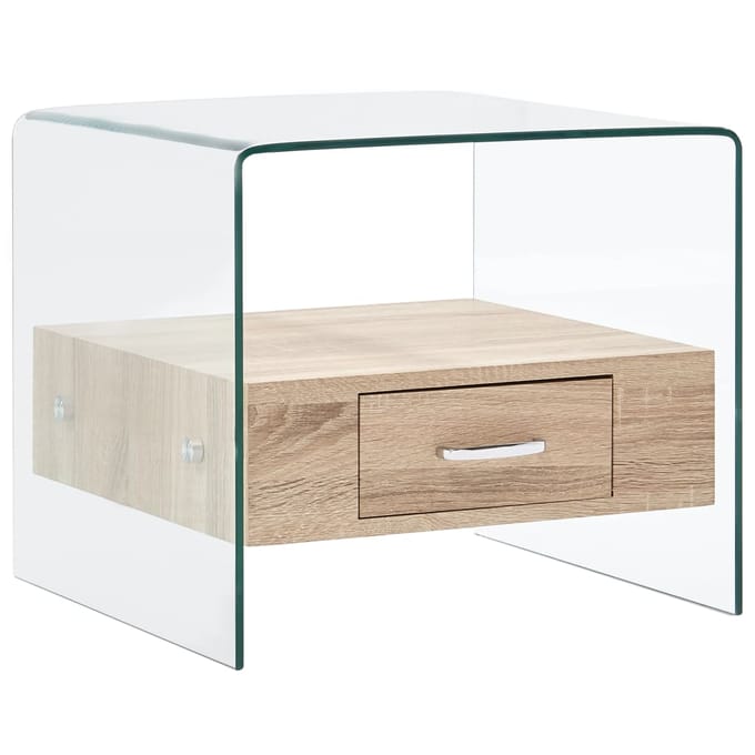 vidaXL - Salontafel - met - lade - 50x50x45 - cm - gehard - glas