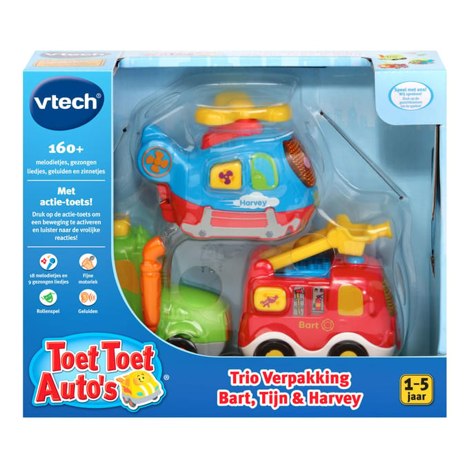 Vtech Toet Toet Auto's Trio Pack met Bart, Tijn en Harve Voertuigen Speelgoedauto's voor peuters en kleuters