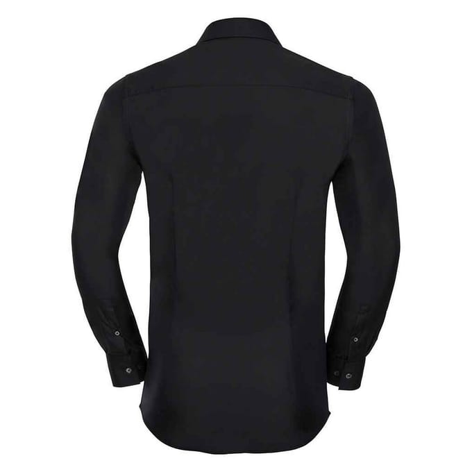 Russell Collection Heren Ultimate Stretch Formeel Overhemd met Lange Mouwen (Zwart)