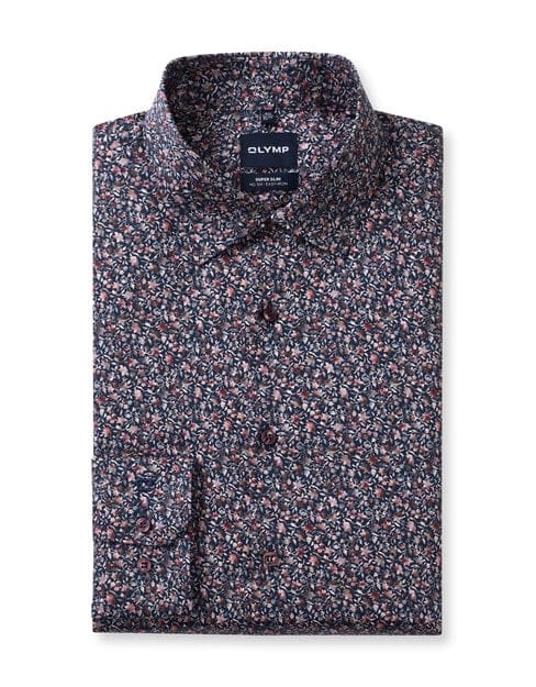 OLYMP No. Six Overhemd, Super Slim, Kent, Marineblauw