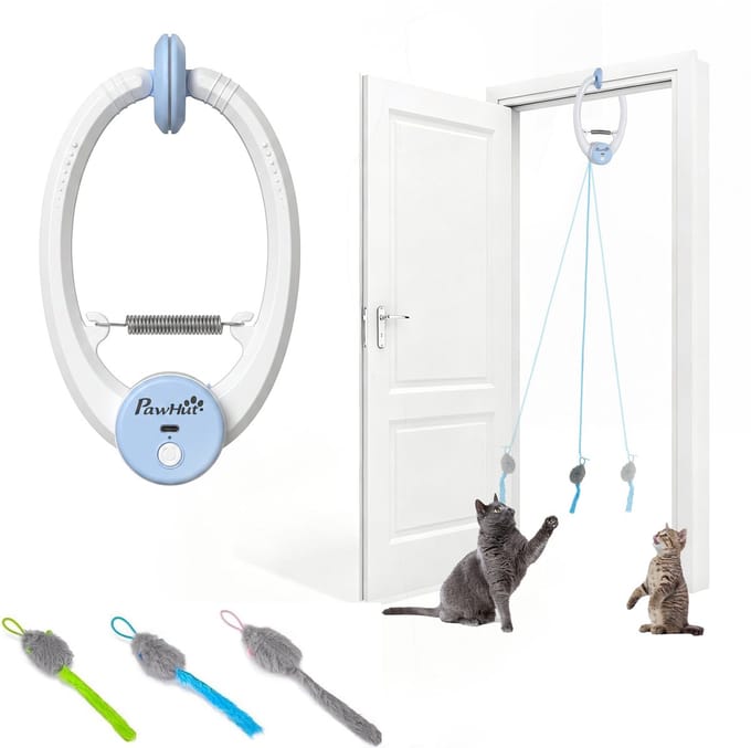 PawHut Kattenspeelgoed-ABS-24,1L x 13,8B x 6,6H cm-Wit