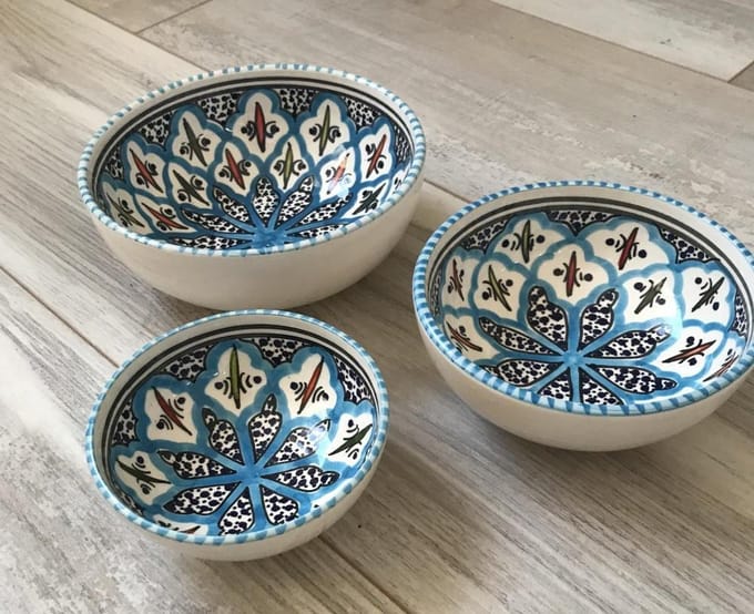 Tapas setje 3 delig Turquoise blue fine | TB.TP.3D | Dishes & Deco