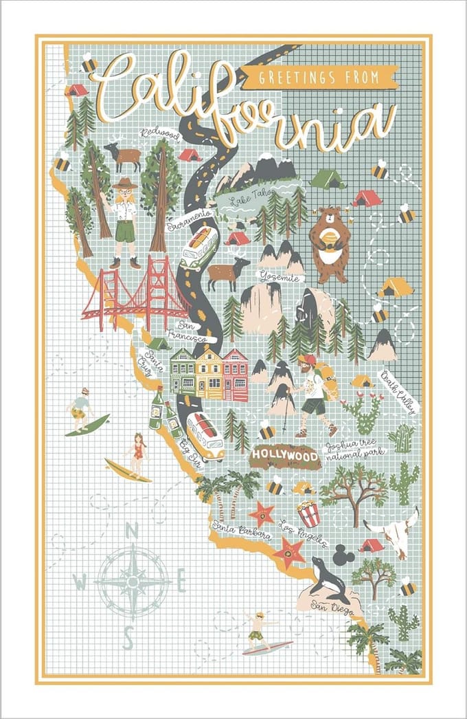 Katoenen Keukendoek met Californisch Citroendesign