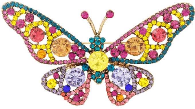 Butterfly broche - multi - Veelkleurig - Dames broche - Gouden broche - Sierbroche - Goudlief