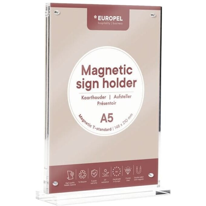 Europel Kaarthouder Luxe - T-standaard - A5 - 14,8 x 21 cm - Met magneten