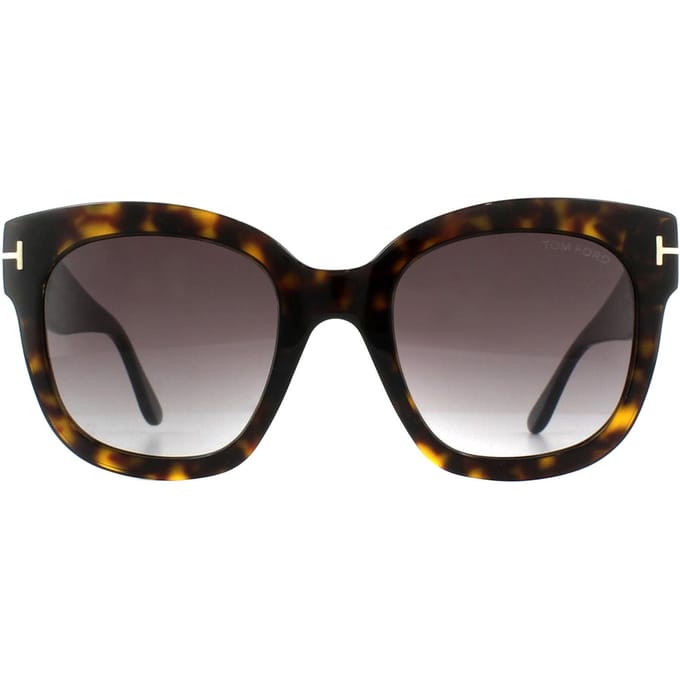 Tom Ford Square Dames Dark Havana Bordeaux gradiënt zonnebril