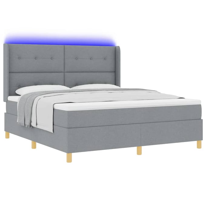 vidaXL - Boxspring - bed - met - hoofdeinde - Lichtgrijs - 180 - x - 200 - cm - Stof