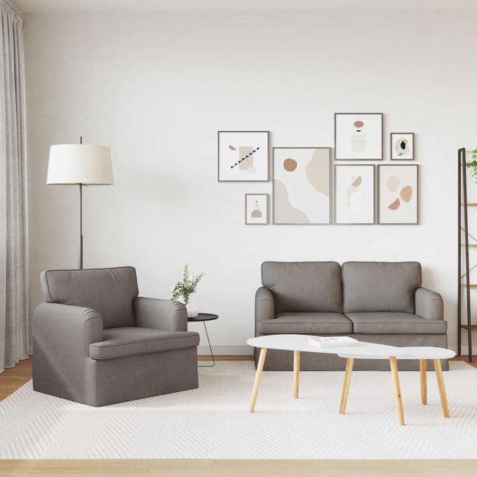 vidaXL Bankstel 2 pcs Taupe 144 x 80 x 85 cm Stof