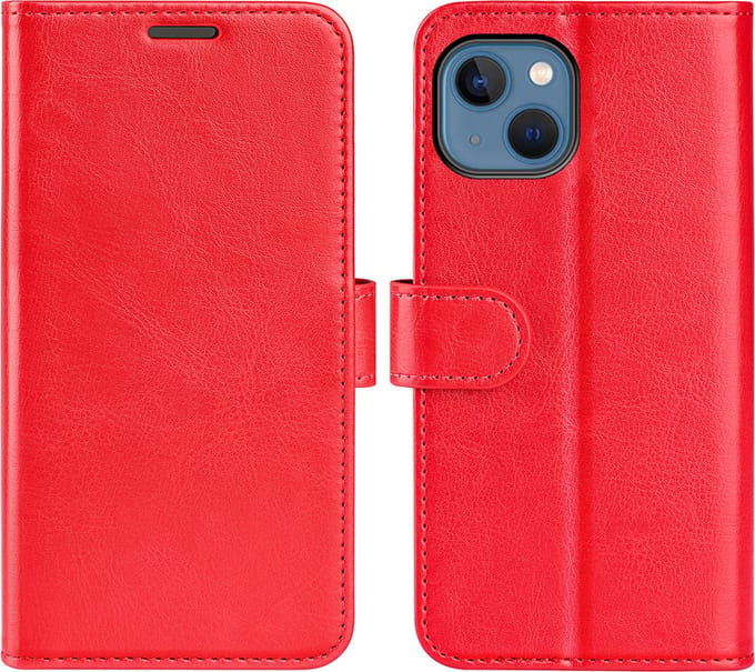 MobyDefend Hoesje - Geschikt voor iPhone 14 - Wallet Book Case (Sluiting Achterkant) - Rood