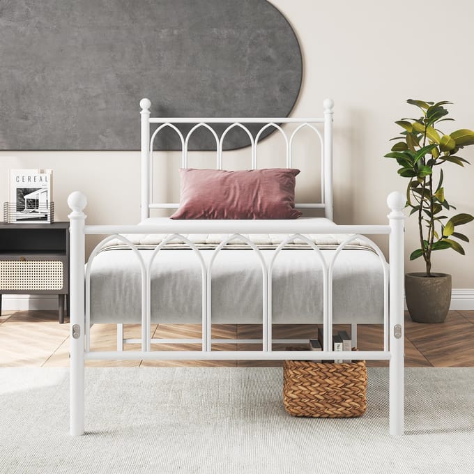 Bedframe - 90x200 cm - Vintage Hoofd en Voetbord - Opbergruimte onder Bed - Metaal