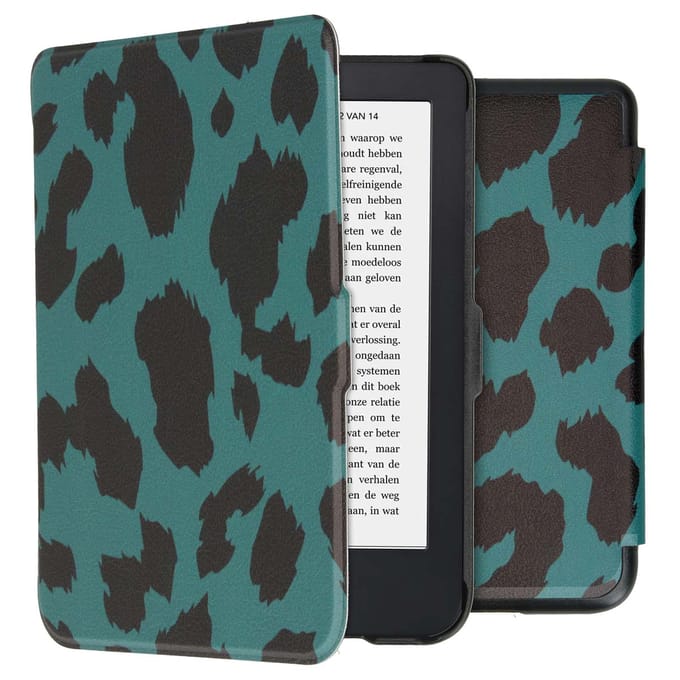 imoshion Design Slim Hard Case Bookcase voor de Kobo Clara 2E / Tolino Shine 4 - Green Leopard