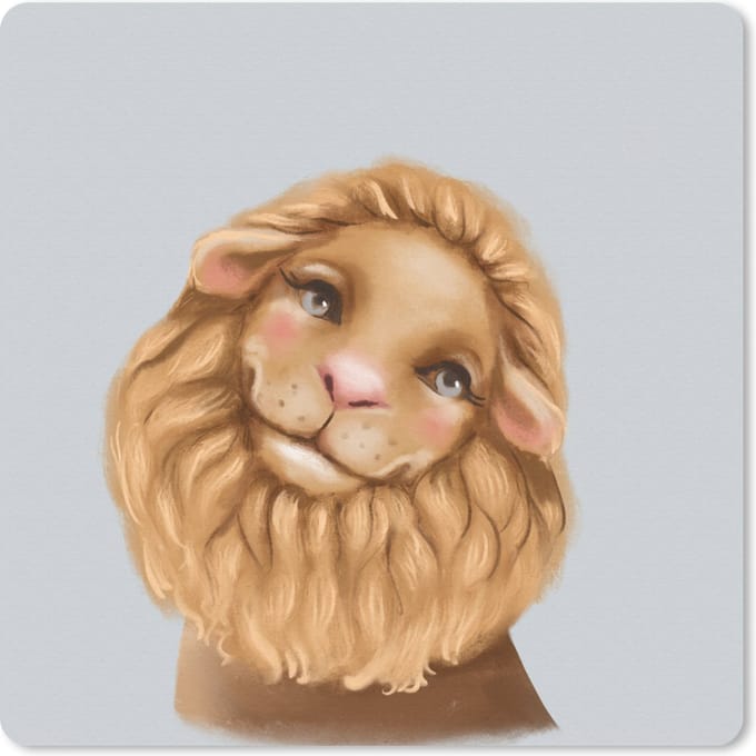 Muismat 20x20 cm - Mousepad Leeuw - Kinderen - Grijs - Muismatten