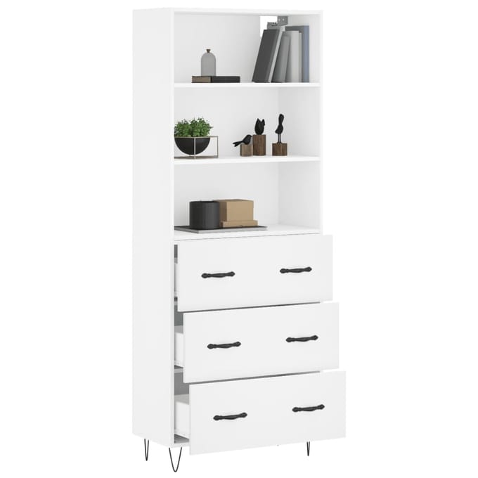 vidaXL - Hoge - kast - 69,5x34x180 - cm - bewerkt - hout - wit