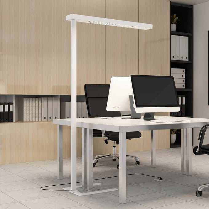 Arcchio LED kantoor vloerlamp Susi, wit, sensor, touchdimmer