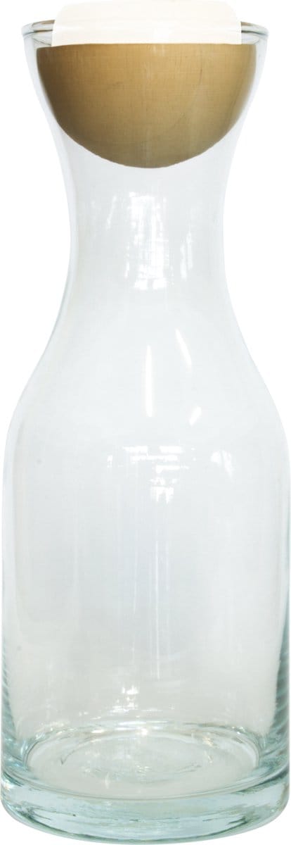 TAK Design Karaf Botto - Incl. Houten Afsluiter - Glas - Ø9 x 24 cm - Gebroken Wit