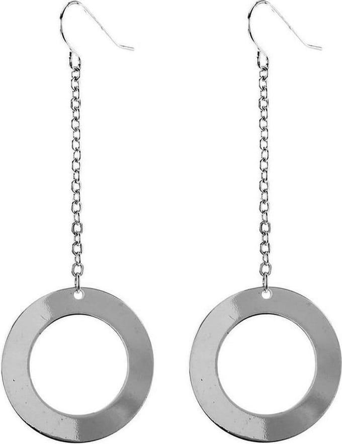 Behave - Oorbelhangers dames - Zilverkleur rond lang - Statement look