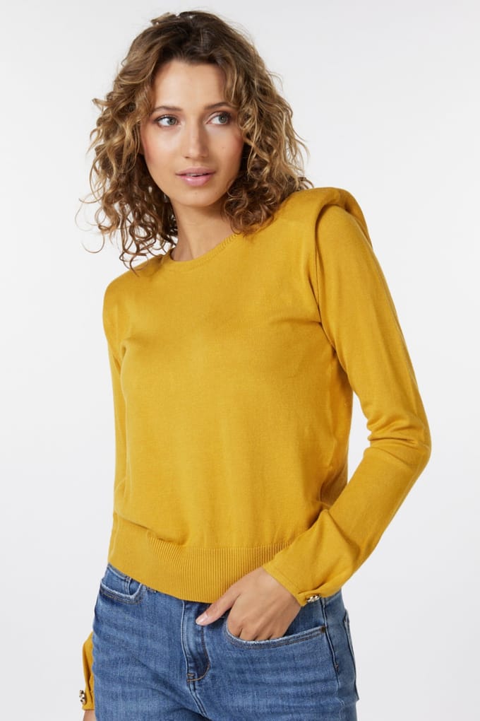 EsQualo Sweater Basic Shoulder Pads Mustard Taglia: XL | Maglioni a maglia Outlet | Donna | Giallo