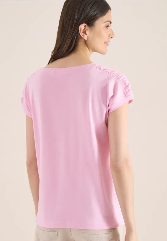 Shirt met korte mouwen en rimpels