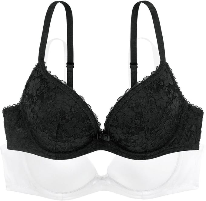 Dorina 2-Pack Push up / Plunge BH's - Sonia - Goedkope T-shirt kanten Bh's - 3/4 Cup - 75B