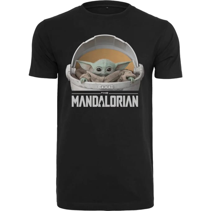 Merchcode Star Wars - Baby Yoda Mandalorian Logo Heren Tshirt - M - Zwart