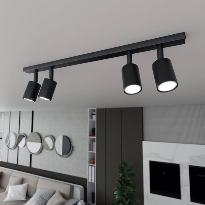 EMIBIG LIGHTING Plafondlamp Flash, zwart, 4-lamps, metaal
