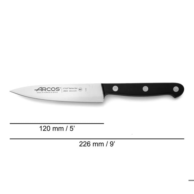 Couteau de chef - ARCOS - Universel - Lame 120 mm - Acier inoxydable haute durabilité - Manche design lignes droites