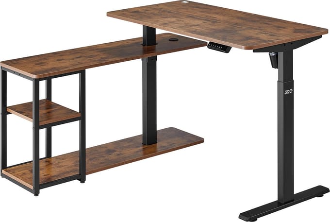 Ergo Office - Bureau - zit-sta Bureau - Elektrisch hefbureau, max. hoogte 121cm, max. 70 kg - Bruin