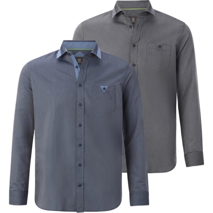 Jan Vanderstorm herren Overhemden, Set Van 2 - 55/56 - zwart - Plus Size