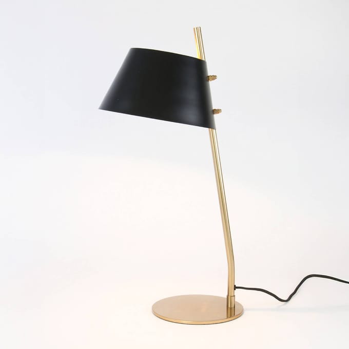 Holländer Tafellamp ADEA, zwart/goud, hoogte 61 cm, metaal, E27