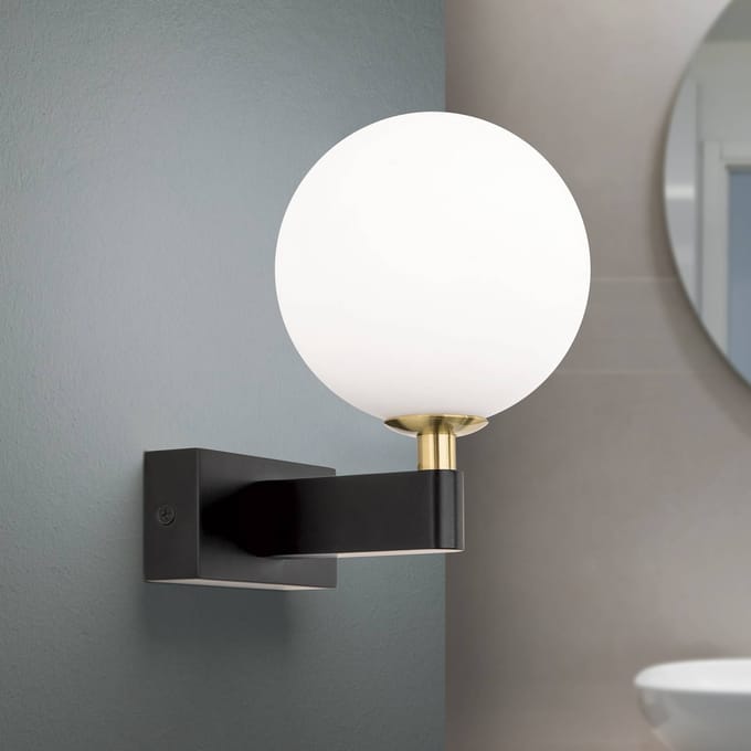 ORION Wandlamp Mara, zwart, glas, 17,5 cm hoog, G9, IP44
