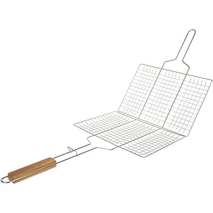 Grillrooster - KALANKA - Ref. 001088 - 34x22 cm - 3 vakken - Handvatten van acacia