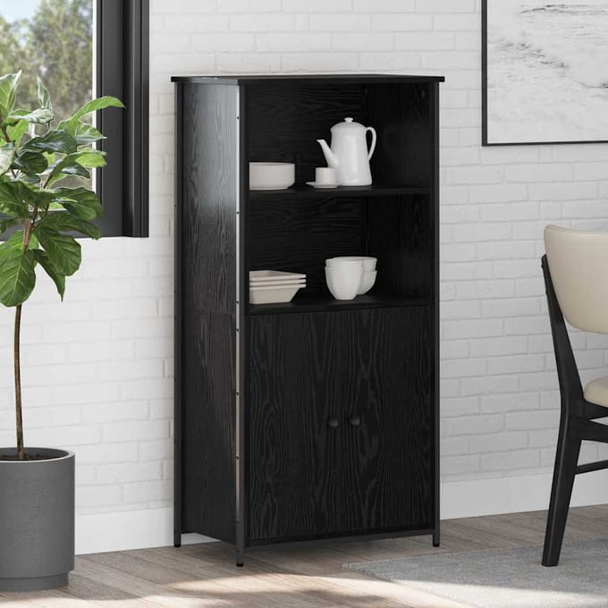 vidaXL Highboard Zwart Eiken 62 x 36 x 121,5 cm Bewerkt hout