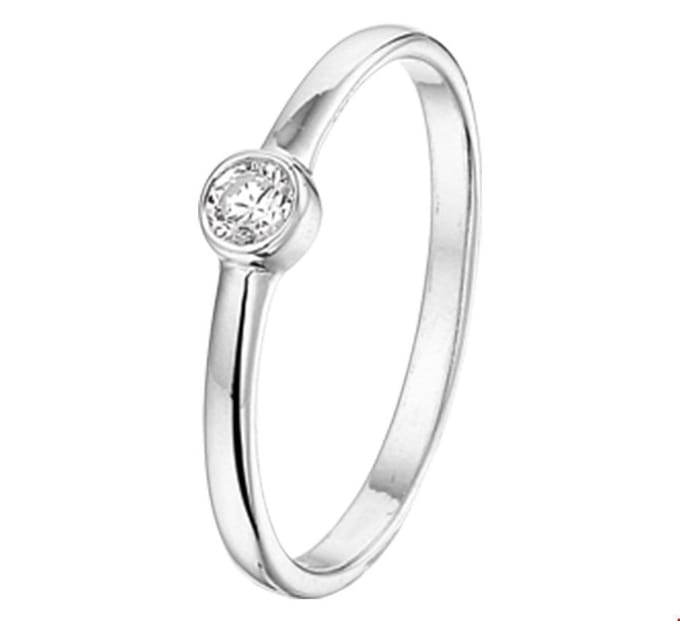 Zilver Gerhodineerde Ring zirkonia 1325117 14.50 mm (46)