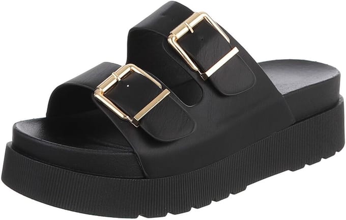 Dames platformsandalen met dubbele gesp Mt:39